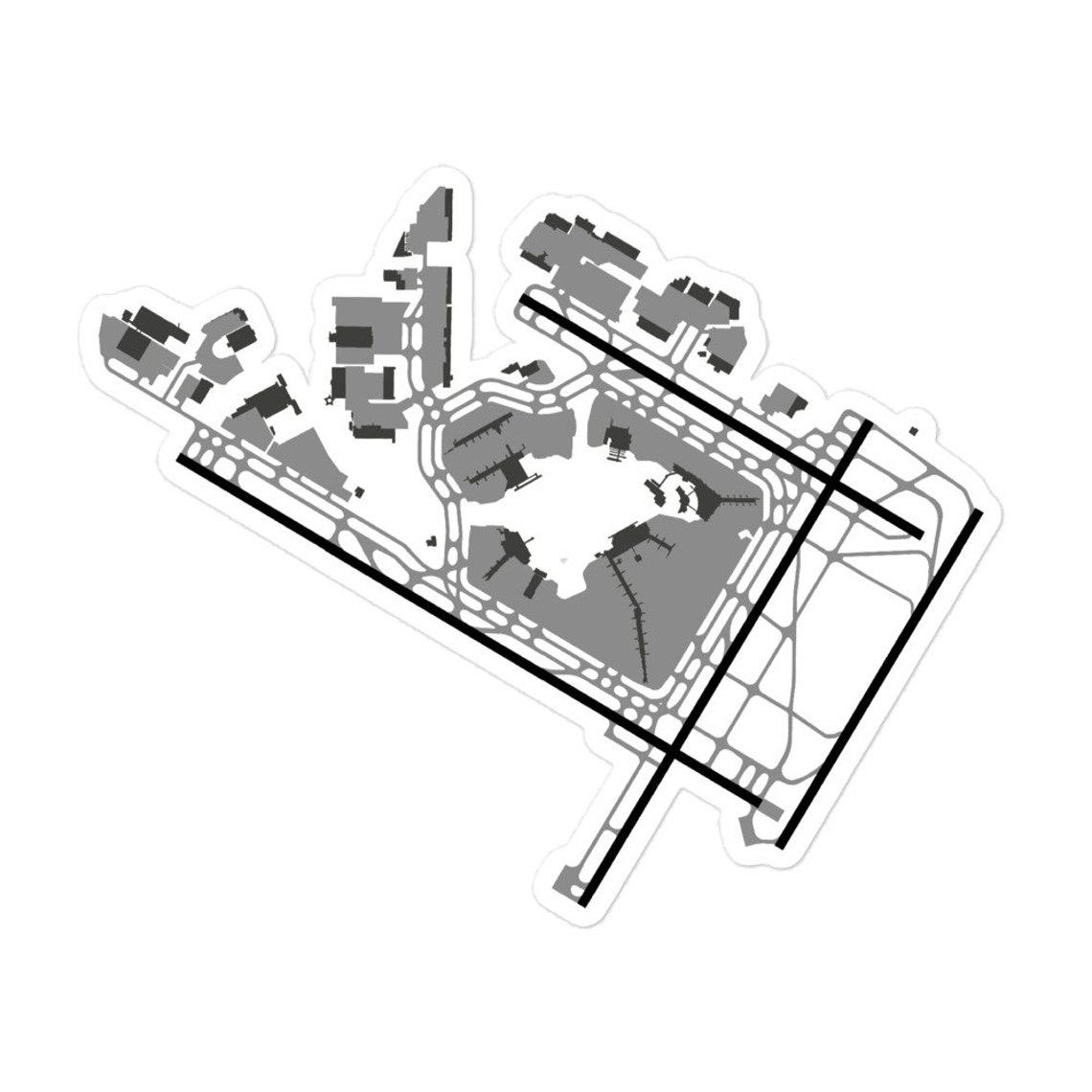 JFK John F. Kennedy International Airport Diagram Sticker. NYC Aviation