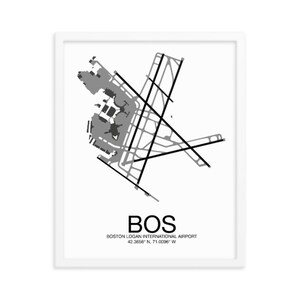 BOS Boston Logan International Airport Diagram Minimalist Map Print ...
