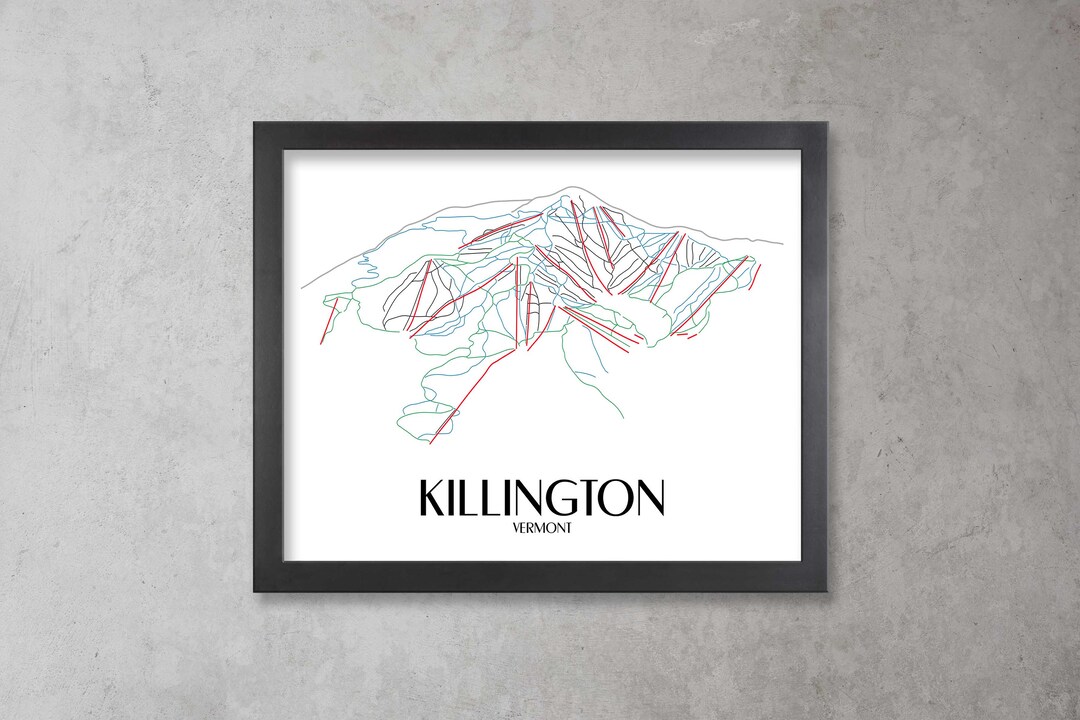 Killington Resort Mountain Ski Trail Minimalist Map Print. Matte Poster ...