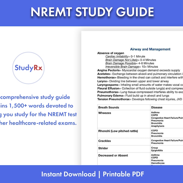 NREMT Study Guide | Nursing | Medical Terminology | Human A&P | Cardiology | Trauma | EMT | Paramedic | Nursing