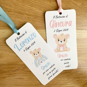 Segnalibri ORSETTO, battesimo, nascita, comunione, cresima, segnaposto, bomboniera, bambino, bambina
