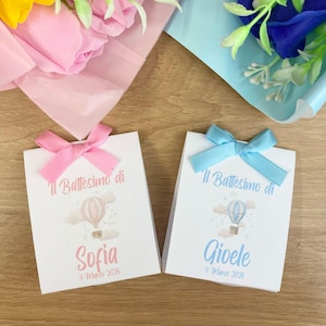 Bustine porta confetti personalizzato mongolfiera bomboniera fai da te battesimo nascita solo cartoncino kit fai da te
