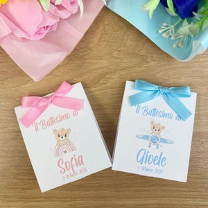 Bustine porta confetti personalizzato orsetto bomboniera fai da te battesimo nascita compleanno solo cartoncino kit fai da te