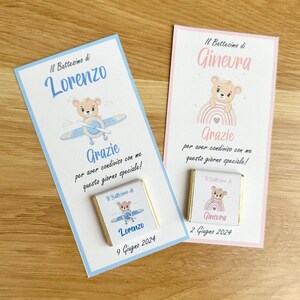 Segnaposto con cioccolatino ORSETTO,  battesimo, nascita, comunione, cresima, segnaposto, bomboniera, bambino, bambina