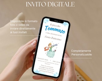 INVITACIÓN DIGITAL Invitación del Principito con vídeo o foto para bautizo, cumpleaños, primera comunión