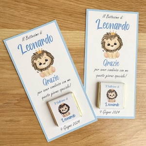 Segnaposto con cioccolatino LEONCINO CON CORONA,  battesimo, nascita, comunione, cresima, segnaposto, bomboniera, bambino, bambina