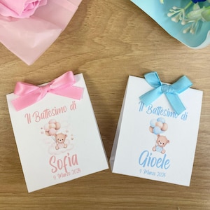 Bustine porta confetti personalizzato orsetto  palloncini bomboniera fai da te battesimo nascita compleanno solo cartoncino kit fai da te