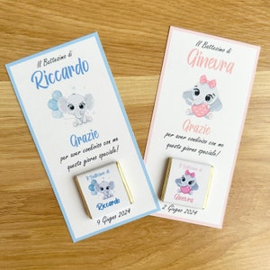 Segnaposto con cioccolatino ELEFANTINO,  battesimo, nascita, comunione, cresima, segnaposto, bomboniera, bambino, bambina