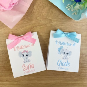 Bustine porta confetti personalizzato elefantino bomboniera fai da te battesimo nascita compleanno solo cartoncino kit fai da te