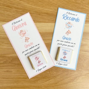 Segnaposto con cioccolatino ORSETTO con palloncini,  battesimo, nascita, comunione, cresima, segnaposto, bomboniera, bambino, bambina
