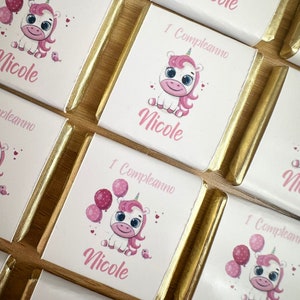 CIOCCOLATINI UNICORNO nascita, battesimo, compleanno, personalizzati, segnaposto, bambini, bomboniera, party kit
