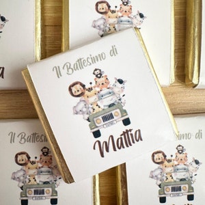 CIOCCOLATINI SAFARI nascita, battesimo, comunione, compleanno, personalizzati, segnaposto, bambini, bomboniera, party kit