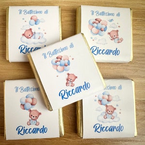 CIOCCOLATINI ORSETTO PALLONCINI nascita, battesimo, comunione, compleanno, personalizzati, segnaposto, bambini, bomboniera, party kit