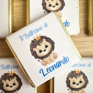 CIOCCOLATINI LEONCINO  nascita, battesimo, comunione, compleanno, personalizzati, segnaposto, bambini, bomboniera, party kit