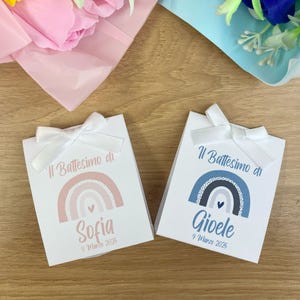 Bustine porta confetti personalizzato arcobaleno bomboniera fai da te battesimo nascita solo cartoncino kit fai da te
