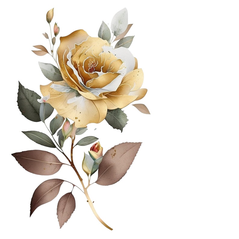 Rose Gold Floral Flower Clipart, Premade Clip Art, 20 Package PNG File