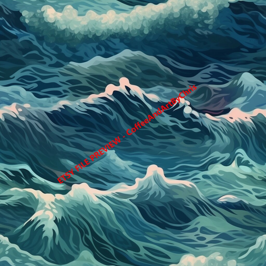 Wave Drawings Digital Paper (8 Pack) | Instant Download | Seamless Tile ...