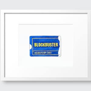 Blockbuster Video Membership Card Hand Painted Watercolor Rendering | Digital Download PRINTABLE Wall Art