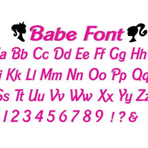 Babe Font TTF File and 3 doll png files! f Fun, Retro & Playful Designs. Birthday party invites, banners, craft projects etc.