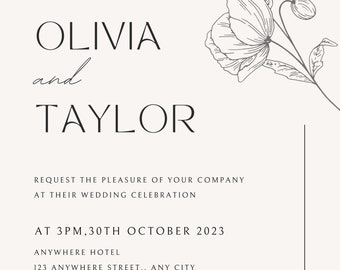 Beige Wedding Invitation Template