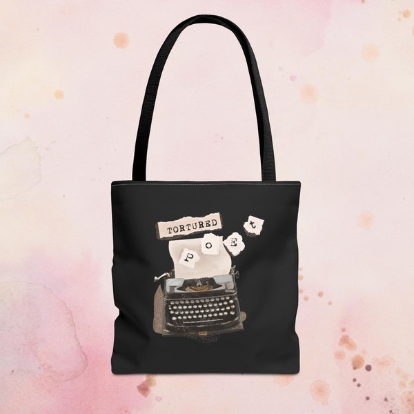 Tortured Poet Tote Bag, Vintage Typewriter, Original Design, School Bag, Purse, Carry All