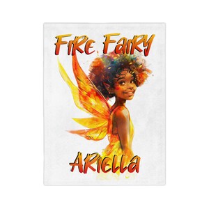 Velveteen Microfiber fairy blanket for melanin girls. Custom personalized kids blanket. Cute gift for black or mixed child.