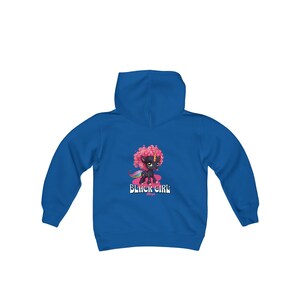 Black Girl Magic kids hoodie. Super cute black skinned unicorn with sweet pink curly hair. Wonderful gift for melanated girls image 8