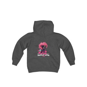 Black Girl Magic kids hoodie. Super cute black skinned unicorn with sweet pink curly hair. Wonderful gift for melanated girls image 6