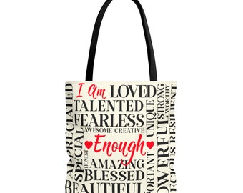 Positive Affirmations Tote Bag, Inspirational Design