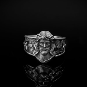 Jesus Ring, Crown of Thorns, Sterling Silver, Christian Jewelry, Faith Symbol, Religious Ring, Jesus Christ, Spiritual Gift, Unique Design