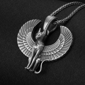 Sphinx Cat Pendant, Egyptian Mythology, Silver Feline Charm, Ancient Egypt, Mystical Creature, Handcrafted Jewelry, Unique Cat Necklace