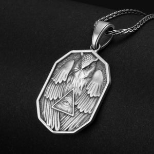 Owl Pendant, Eye of Providence, Illuminati Symbol, All-Seeing Eye, Wise Necklace, Mystic Triangle, Occult Jewelry