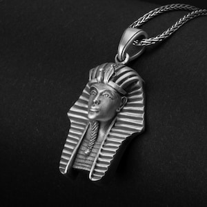 Tutankhamun Pendant, Silver Pharaoh, Ancient Egypt, King Tut Necklace, Egyptian Jewelry, Pharaoh Amulet, Egyptian Gift