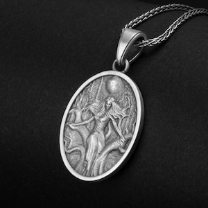 Norse Goddess Hel, Spiritual Gift, Oval Necklace, Nordic Style, Viking Mythology, Helheim Ruler, Norse Jewelry