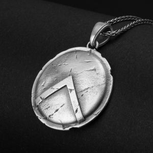 Spartan Necklace, Shield Pendant, Greek Warrior, Silver Accessory, Ancient History, Persian Battle, 300 Spartans