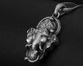 Ganesha Necklace, Silver Ganesha, Hindu Jewelry, Remover Obstacles, Lord Ganesha, Spiritual Gift, Elephant God, Divine Energy