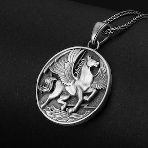 Pegasus Necklace, Greek Mythology, Silver Horse Charm, Winged Horse, Mythical Creature, Ancient Greece, Fantasy Jewelry