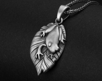 Frog Necklace, Silver Leaf, Nature Pendant, Woodland Jewelry, Cute Frog Charm, Whimsical Style, Animal Lover Gift, Unique Design