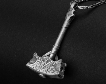 Mjölnir Pendant, Thor Hammer Charm, Norse Jewelry, Viking Accessory, Silver Mjölnir, Mythology Necklace, Unisex Gift
