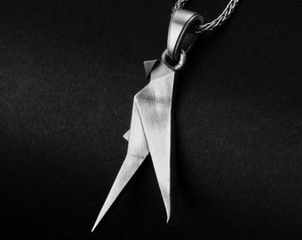 Origami Crow, Raven Pendant, Crow Necklace, Bird Jewelry, Gothic Necklace, Handmade Pendant, Unique Gift