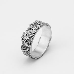 Asian Dragon Ring, Oriental Dragon Band, Japanese Dragon Ring, Dynasty Dragon Band, Far East Band Ring, Dragon Band Design
