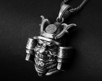 Samurai Necklace, Helmet Pendant, Warrior Charm, Japanese History, Bushido Code, Silver Warrior, Honor Symbol, Cultural Gift,