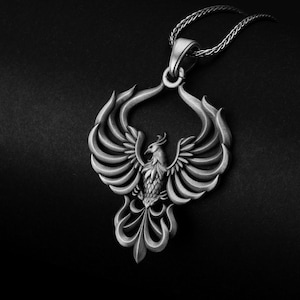 Phoenix Origami, Firebird Pendant, Phoenix Necklace, Symbol of Renewal, Handmade Jewelry, Silver Phoenix, Gift for Bird Lover