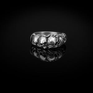 Gothic Skull Ring, Sterling Silver, Dark Fashion, Memento Mori, Macabre Jewelry, Edgy Style, Gothic Accessory, Statement Ring, Biker Ring image 7