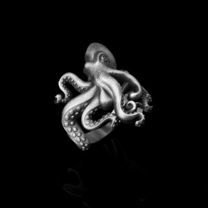 Octopus Ring, Nautical Jewelry, Sea Creature, Ocean Inspired, Kraken Style, Tentacle Design, Underwater Theme, Marine Life, Cephalopod Ring