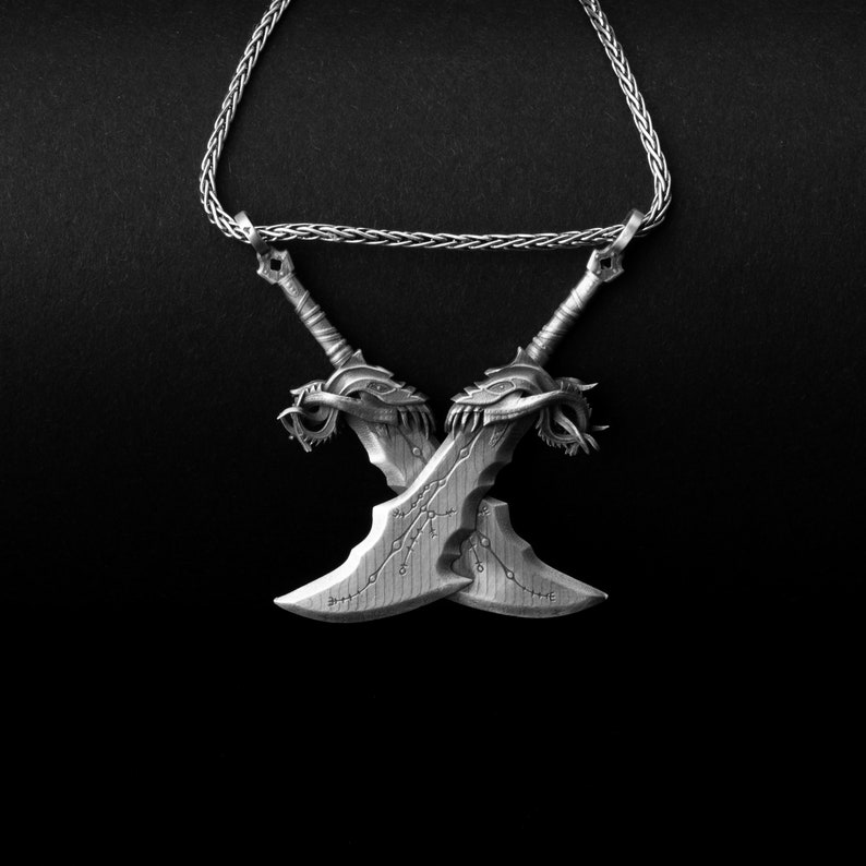 Blades of Chaos Kratos Necklace God of War Sterling Silver Etsy