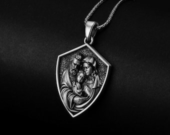 Pingente Sagrada Família, Jesus José Maria, Presente Religioso, Pingente Cristão, Colar de Oração, Joias de Fé, Presente Cristão