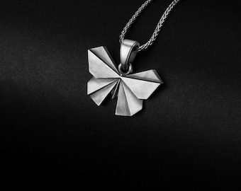Origami Butterfly, Geometric Necklace, Silver Pendant, Minimalist Jewelry, Handmade Silver, Butterfly Lover Gift