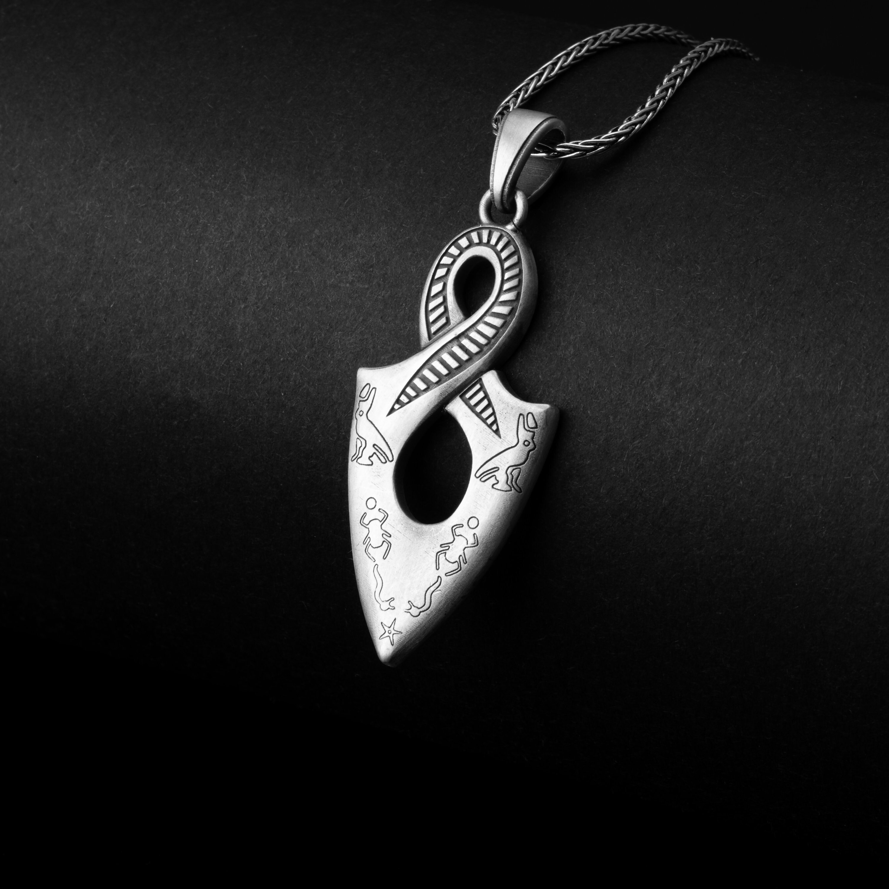 Infinity Pendant, Ancient Necklace, Pharaonic Inscriptions, Egyptian Jewelry, Sterling Silver, Timeless Symbol, Hieroglyphics