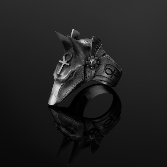 Anubis Ring, Ankh Symbol, Anubis Ankh, Egyptian Ring, Sterling Silver, Ancient Egypt, Ankh Jewelry, Unique Piece, Spiritual, Mythology